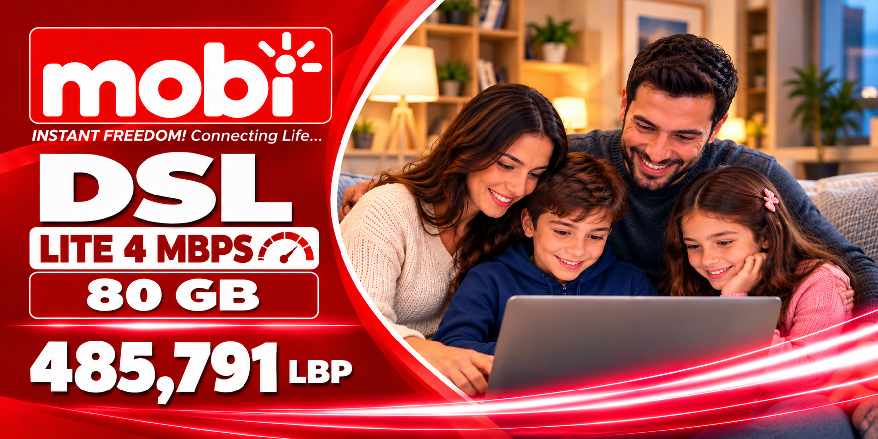 MOBI DSL LITE 4 MBPS 80 GB
